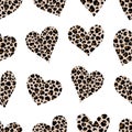 Seamless pattern Hearts animal print. Leopard heart vector illustration